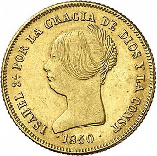 100 Reales Obverse Image minted in SPAIN in 1850SM (1849-64  -  ISABEL II - Decimal Coinage)  - The Coin Database