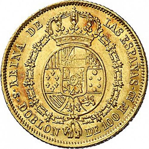 100 Reales Reverse Image minted in SPAIN in 1850RD (1849-64  -  ISABEL II - Decimal Coinage)  - The Coin Database