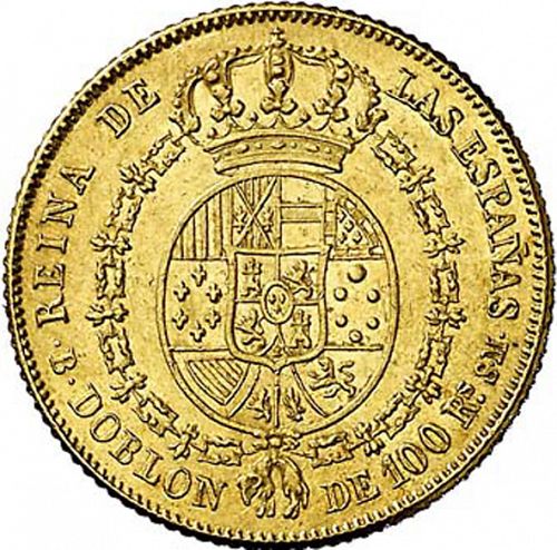 100 Reales Reverse Image minted in SPAIN in 1850SM (1849-64  -  ISABEL II - Decimal Coinage)  - The Coin Database