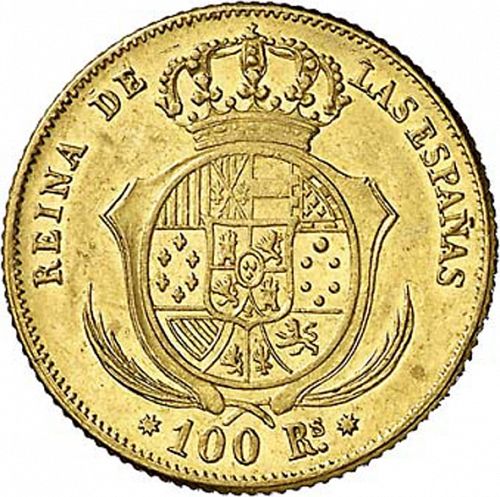 100 Reales Reverse Image minted in SPAIN in 1851 (1849-64  -  ISABEL II - Decimal Coinage)  - The Coin Database