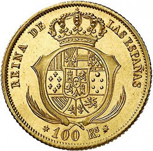 100 Reales Reverse Image minted in SPAIN in 1851 (1849-64  -  ISABEL II - Decimal Coinage)  - The Coin Database