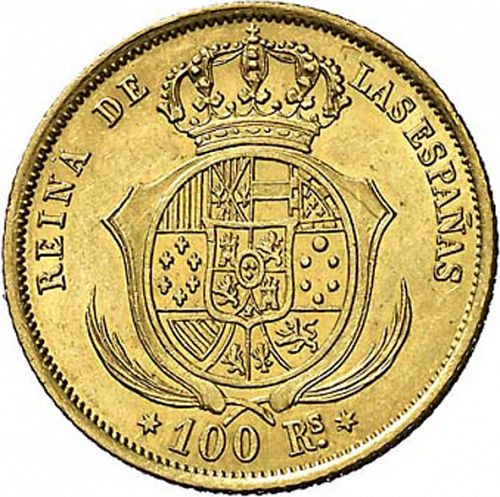 100 Reales Reverse Image minted in SPAIN in 1852 (1849-64  -  ISABEL II - Decimal Coinage)  - The Coin Database