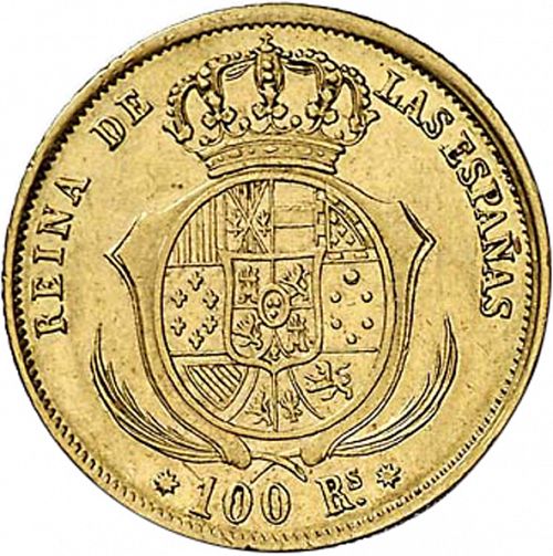 100 Reales Reverse Image minted in SPAIN in 1861 (1849-64  -  ISABEL II - Decimal Coinage)  - The Coin Database