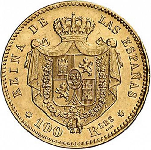 100 Reales Reverse Image minted in SPAIN in 1863 (1849-64  -  ISABEL II - Decimal Coinage)  - The Coin Database