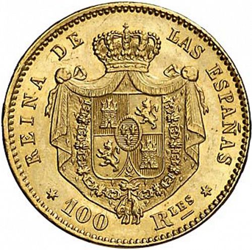 100 Reales Reverse Image minted in SPAIN in 1864 (1849-64  -  ISABEL II - Decimal Coinage)  - The Coin Database