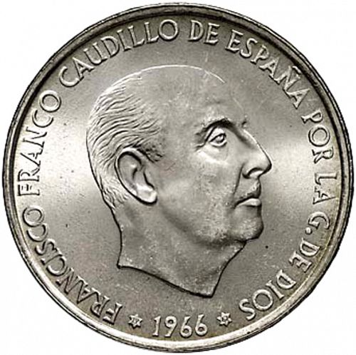 100 Pesetas Obverse Image minted in SPAIN in 1966 / 67 (1936-75  -  NATIONALIST GOVERMENT)  - The Coin Database