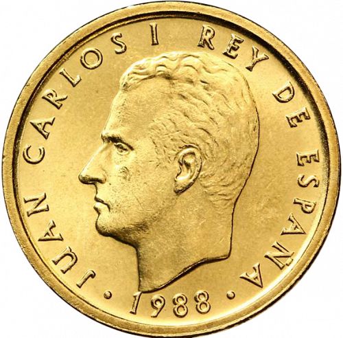 100 Pesetas Obverse Image minted in SPAIN in 1988 (1982-01  -  JUAN CARLOS I - New Design)  - The Coin Database