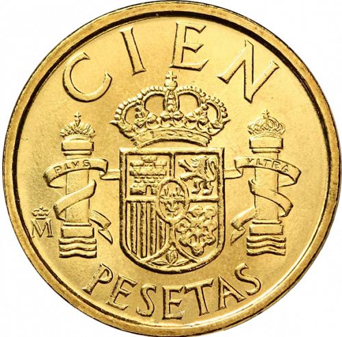 100 Pesetas Reverse Image minted in SPAIN in 1988 (1982-01  -  JUAN CARLOS I - New Design)  - The Coin Database