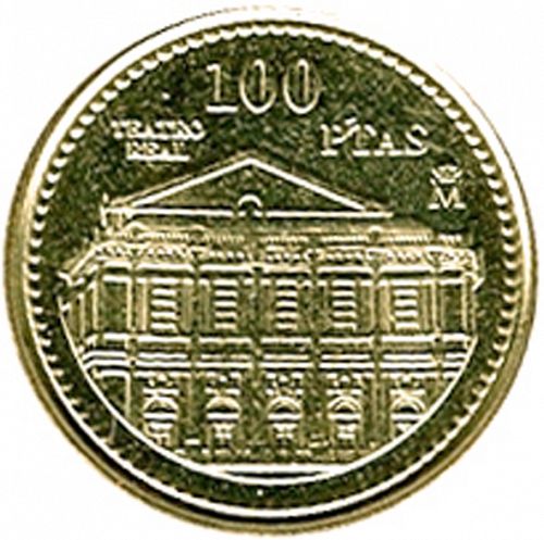 100 Pesetas Reverse Image minted in SPAIN in 1997 (1982-01  -  JUAN CARLOS I - New Design)  - The Coin Database