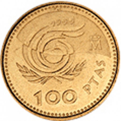 100 Pesetas Reverse Image minted in SPAIN in 1999 (1982-01  -  JUAN CARLOS I - New Design)  - The Coin Database