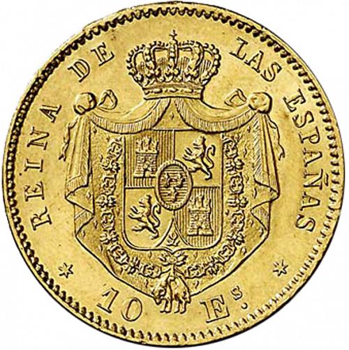 10 Escudos Reverse Image minted in SPAIN in 1866 (1865-68  -  ISABEL II - 2nd Decimal Coinage)  - The Coin Database