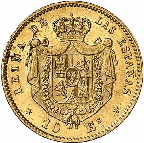 10 Escudos Reverse Image minted in SPAIN in 1866 (1865-68  -  ISABEL II - 2nd Decimal Coinage)  - The Coin Database