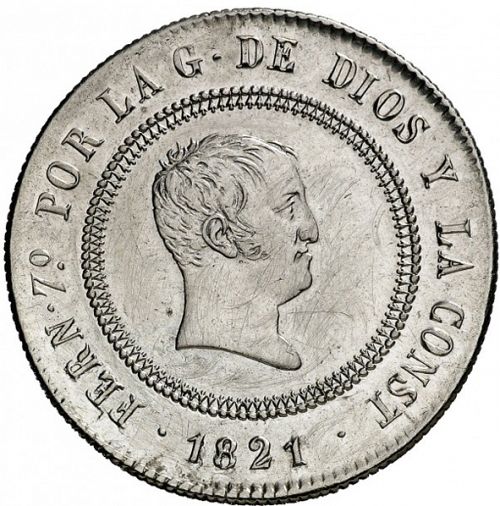 10 Reales Obverse Image minted in SPAIN in 1821SR (1821-33  -  FERNANDO VII - Vellon Coinage)  - The Coin Database