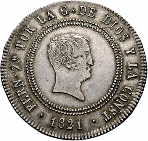 10 Reales Obverse Image minted in SPAIN in 1821UG (1821-33  -  FERNANDO VII - Vellon Coinage)  - The Coin Database