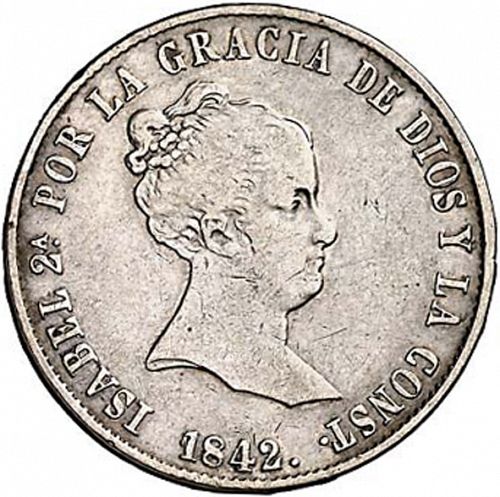 10 Reales Obverse Image minted in SPAIN in 1842RD (1833-48  -  ISABEL II)  - The Coin Database