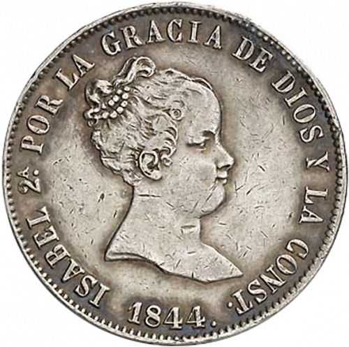 10 Reales Obverse Image minted in SPAIN in 1844CL (1833-48  -  ISABEL II)  - The Coin Database