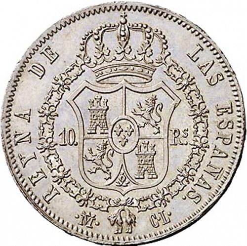 10 Reales Reverse Image minted in SPAIN in 1843CL (1833-48  -  ISABEL II)  - The Coin Database