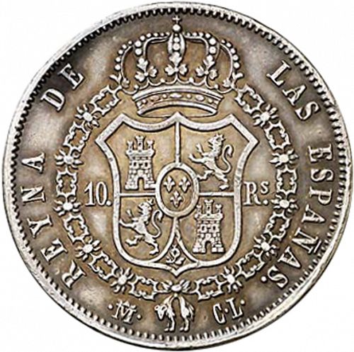 10 Reales Reverse Image minted in SPAIN in 1844CL (1833-48  -  ISABEL II)  - The Coin Database