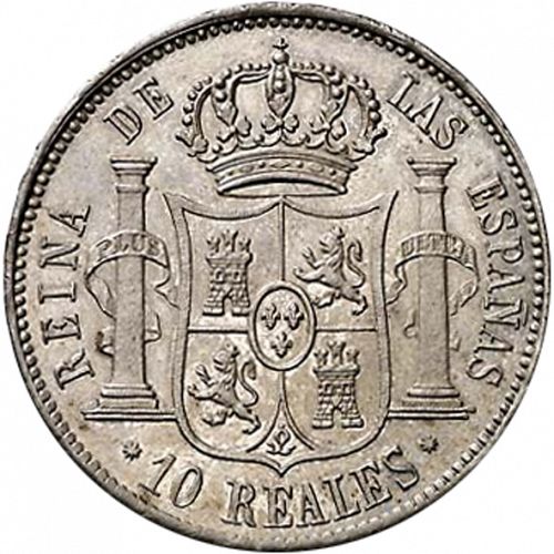 10 Reales Reverse Image minted in SPAIN in 1851 (1849-64  -  ISABEL II - Decimal Coinage)  - The Coin Database
