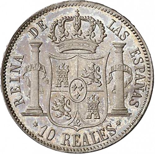 10 Reales Reverse Image minted in SPAIN in 1851 (1849-64  -  ISABEL II - Decimal Coinage)  - The Coin Database