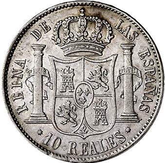 10 Reales Reverse Image minted in SPAIN in 1852 (1849-64  -  ISABEL II - Decimal Coinage)  - The Coin Database