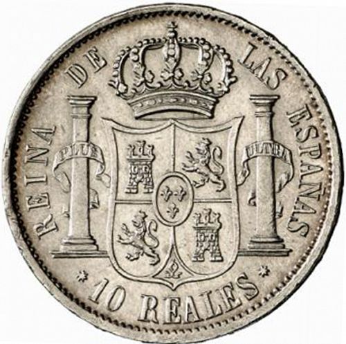 10 Reales Reverse Image minted in SPAIN in 1853 (1849-64  -  ISABEL II - Decimal Coinage)  - The Coin Database