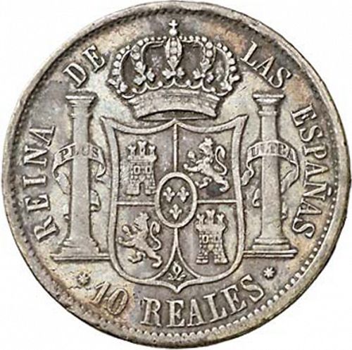 10 Reales Reverse Image minted in SPAIN in 1853 (1849-64  -  ISABEL II - Decimal Coinage)  - The Coin Database