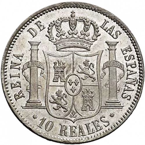 10 Reales Reverse Image minted in SPAIN in 1855 (1849-64  -  ISABEL II - Decimal Coinage)  - The Coin Database