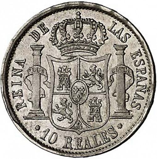 10 Reales Reverse Image minted in SPAIN in 1855 (1849-64  -  ISABEL II - Decimal Coinage)  - The Coin Database