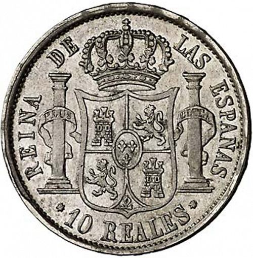 10 Reales Reverse Image minted in SPAIN in 1855 (1849-64  -  ISABEL II - Decimal Coinage)  - The Coin Database