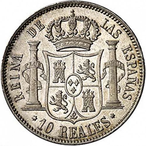 10 Reales Reverse Image minted in SPAIN in 1859 (1849-64  -  ISABEL II - Decimal Coinage)  - The Coin Database