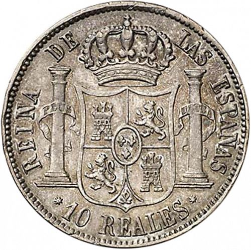 10 Reales Reverse Image minted in SPAIN in 1859 (1849-64  -  ISABEL II - Decimal Coinage)  - The Coin Database