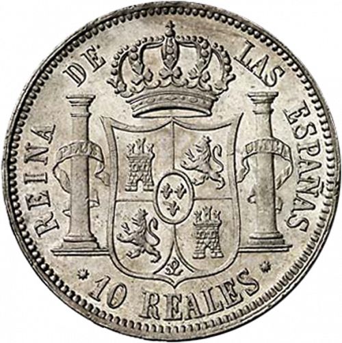 10 Reales Reverse Image minted in SPAIN in 1860 (1849-64  -  ISABEL II - Decimal Coinage)  - The Coin Database