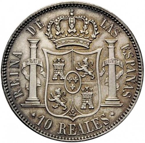 10 Reales Reverse Image minted in SPAIN in 1860 (1849-64  -  ISABEL II - Decimal Coinage)  - The Coin Database