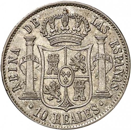 10 Reales Reverse Image minted in SPAIN in 1860 (1849-64  -  ISABEL II - Decimal Coinage)  - The Coin Database