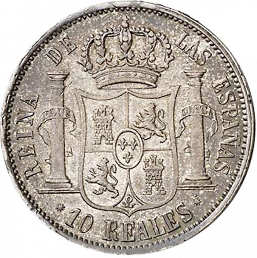 10 Reales Reverse Image minted in SPAIN in 1861 (1849-64  -  ISABEL II - Decimal Coinage)  - The Coin Database