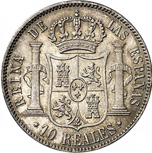 10 Reales Reverse Image minted in SPAIN in 1862 (1849-64  -  ISABEL II - Decimal Coinage)  - The Coin Database