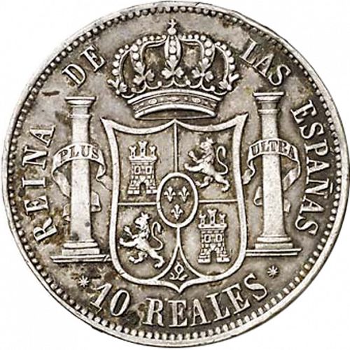 10 Reales Reverse Image minted in SPAIN in 1863 (1849-64  -  ISABEL II - Decimal Coinage)  - The Coin Database