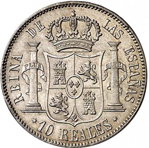 10 Reales Reverse Image minted in SPAIN in 1863 (1849-64  -  ISABEL II - Decimal Coinage)  - The Coin Database