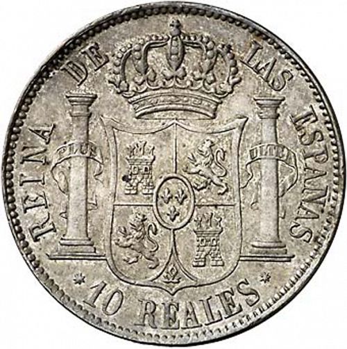 10 Reales Reverse Image minted in SPAIN in 1863 (1849-64  -  ISABEL II - Decimal Coinage)  - The Coin Database