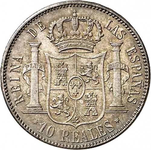 10 Reales Reverse Image minted in SPAIN in 1864 (1849-64  -  ISABEL II - Decimal Coinage)  - The Coin Database