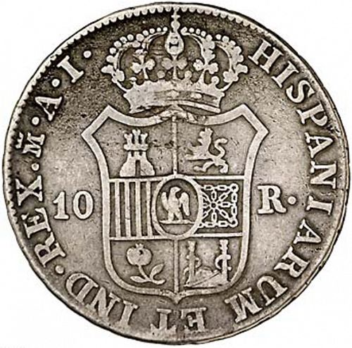 10 Reales Reverse Image minted in SPAIN in 1811AI (1808-13  -  JOSE NAPOLEON - Vellon cng.)  - The Coin Database