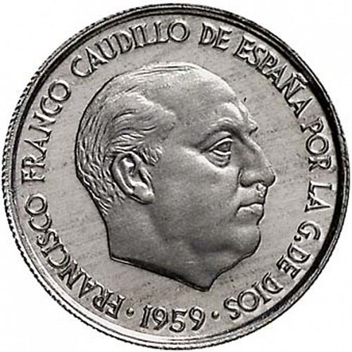 10 Céntimos Obverse Image minted in SPAIN in 1959 (1936-75  -  NATIONALIST GOVERMENT)  - The Coin Database