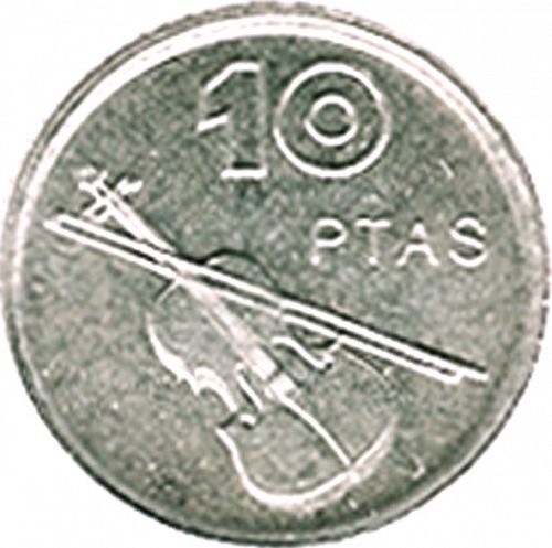 10 Pesetas Reverse Image minted in SPAIN in 1994 (1982-01  -  JUAN CARLOS I - New Design)  - The Coin Database