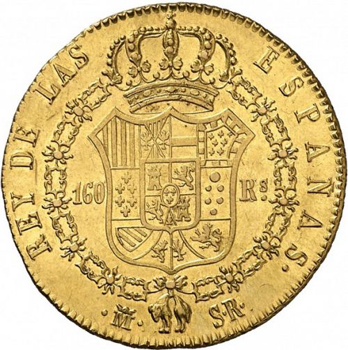 160 Reales Reverse Image minted in SPAIN in 1822SR (1821-33  -  FERNANDO VII - Vellon Coinage)  - The Coin Database