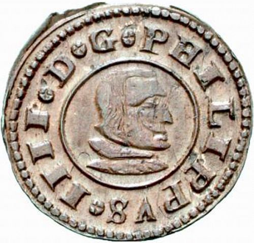 16 Maravedies Obverse Image minted in SPAIN in 1661S (1621-65  -  FELIPE IV)  - The Coin Database