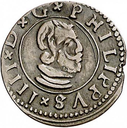 16 Maravedies Obverse Image minted in SPAIN in 1664M (1621-65  -  FELIPE IV)  - The Coin Database