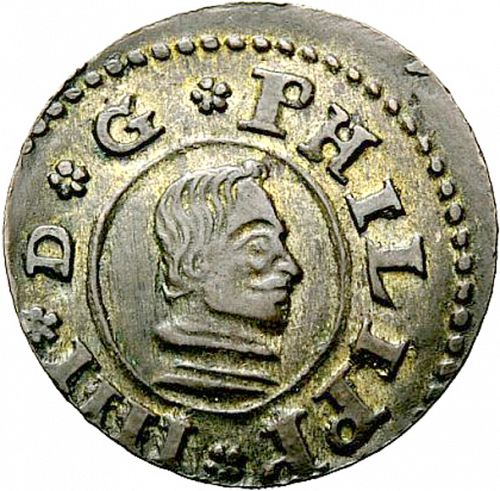 16 Maravedies Obverse Image minted in SPAIN in 1664R (1621-65  -  FELIPE IV)  - The Coin Database