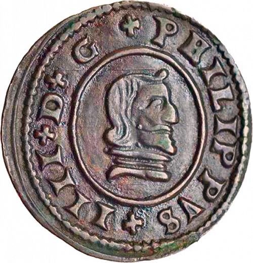 16 Maravedies Obverse Image minted in SPAIN in 1664T (1621-65  -  FELIPE IV)  - The Coin Database