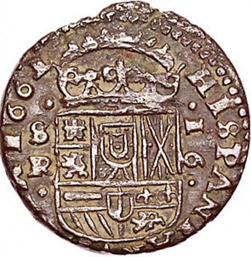 16 Maravedies Reverse Image minted in SPAIN in 1661R (1621-65  -  FELIPE IV)  - The Coin Database